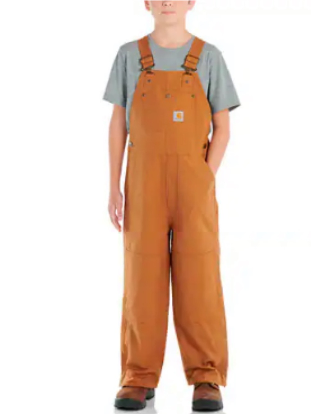 CARHARTT Boys' Canvas Quilt Lined Bib Overalls Brown Size 6